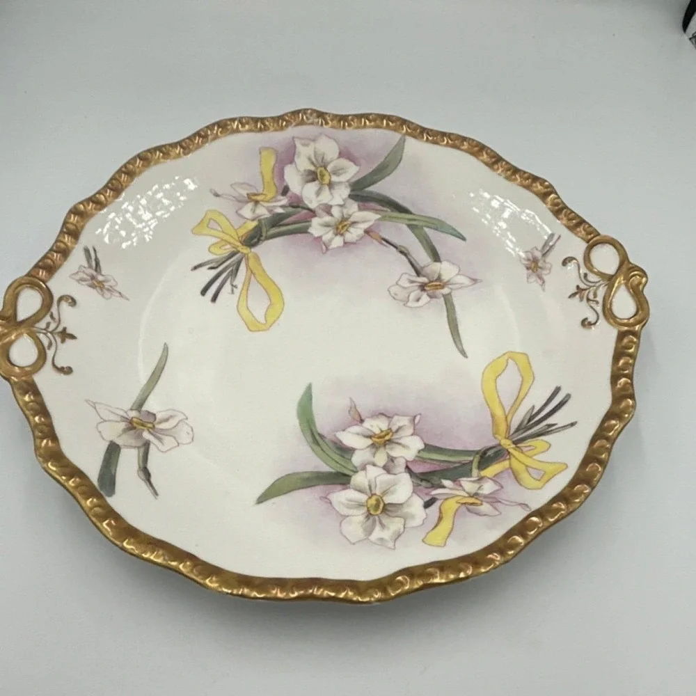 J.P. Limoges Porcelain Floral Decorative Plate/platter Gold Trim C.3330